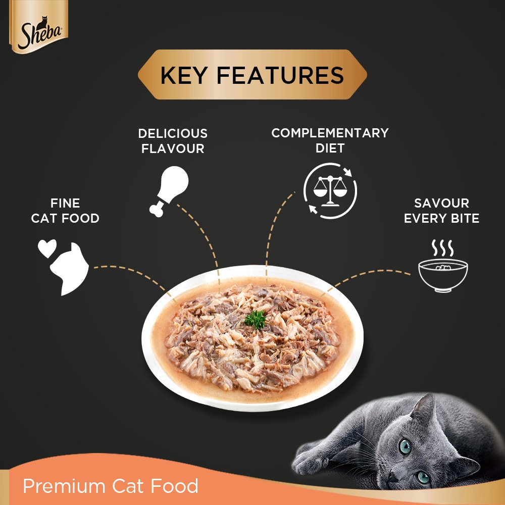 Sheba® Rich Premium Adult (+1 Year) Fine Wet Cat Food, Chicken With Tuna In Gravy (24 x 70g) - 4